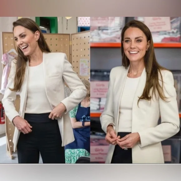 ZARA Basic Sz 14 Linen Pinstripe  Lined Pockets Collarless Slit Blazer Jacket - Picture 2 of 11